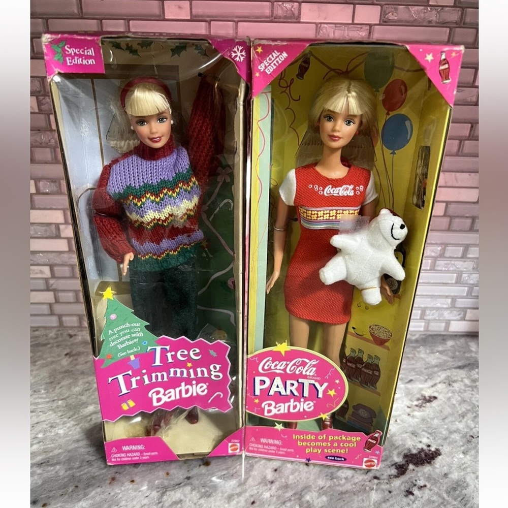 2 Special Edition Vintage Mattel Barbie Dolls Tree Trimming/Coca Cola Barbie